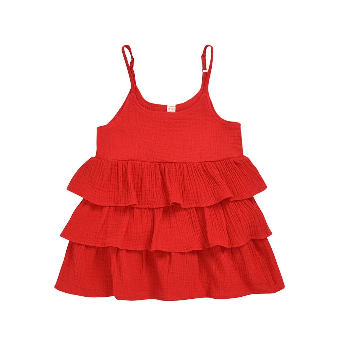 

Wholesale Summer Girls Cotton Pure Color Layered Slip Dress