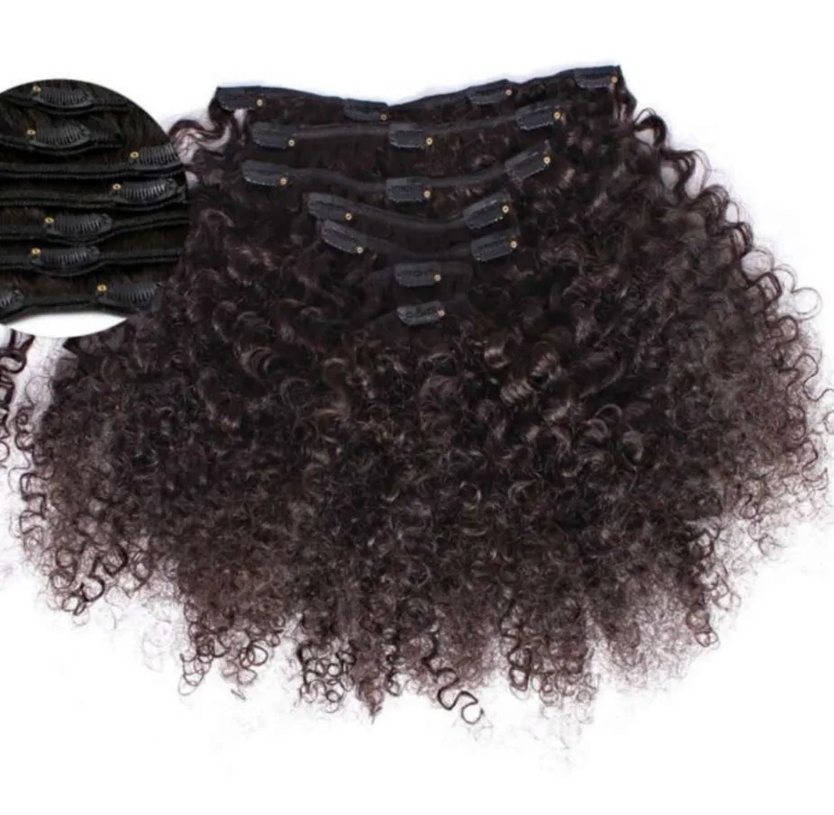 

10A Cuticle aligned Brazilian Virgin Hair 3B 3C Afro Kinky Curly Hair Clip In 100% Human Hair Extension 120g
