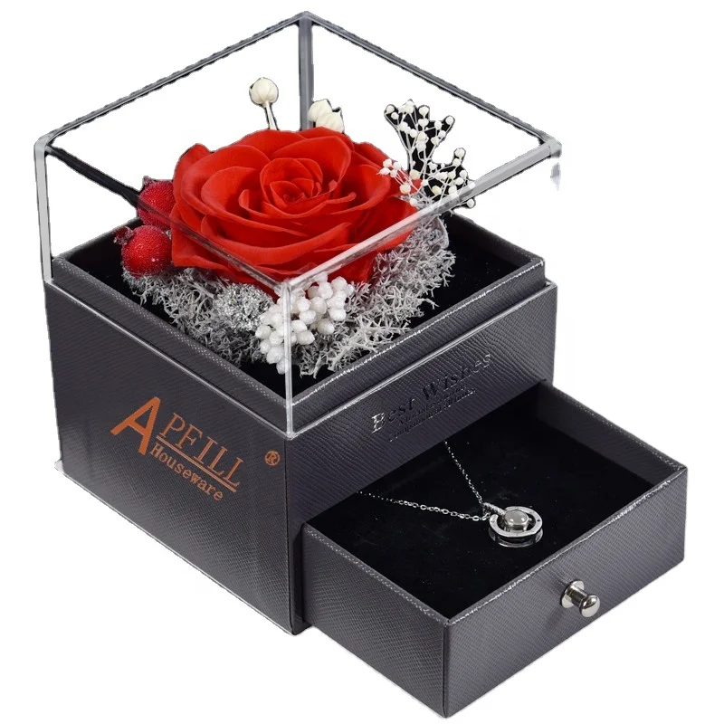 

Timeless rose 2021 best sales Jewelry Box Preserved Big Single rose head Gift Set Flower Rose Valentine's Day Mother's day, More than 50 colors