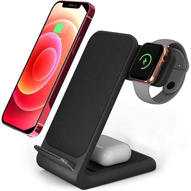 

15W Fast Charge t6 wireless charger 3 in 1 for iphone/Iwatch/Airpods Pro Desk Charging Stand