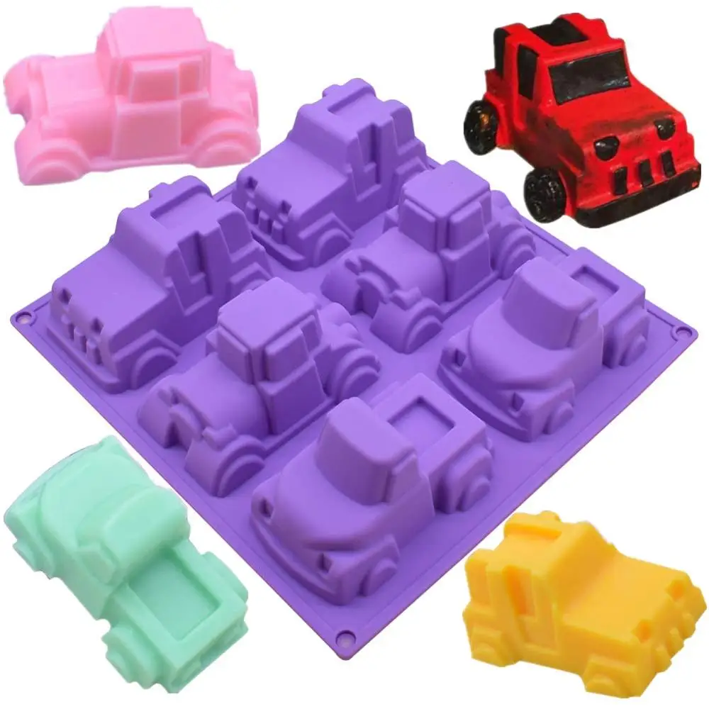 

6 Truck Car Shape Silicone Cake Baking Mold Cake Pan Muffin Cups Handmade Soap Molds Ice Cube Tray Molds, Randomly