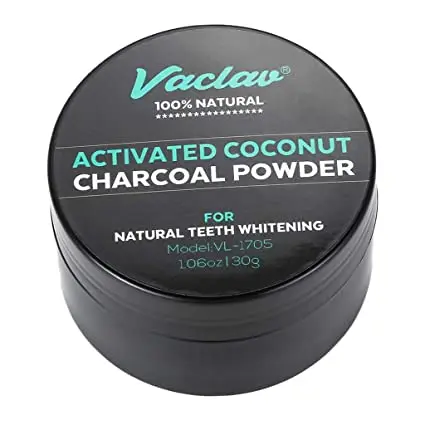 

Vaclav 60g 100% Natural Organic Tooth Whitening Powder Coconut Charcoal Freshens Breath, Black
