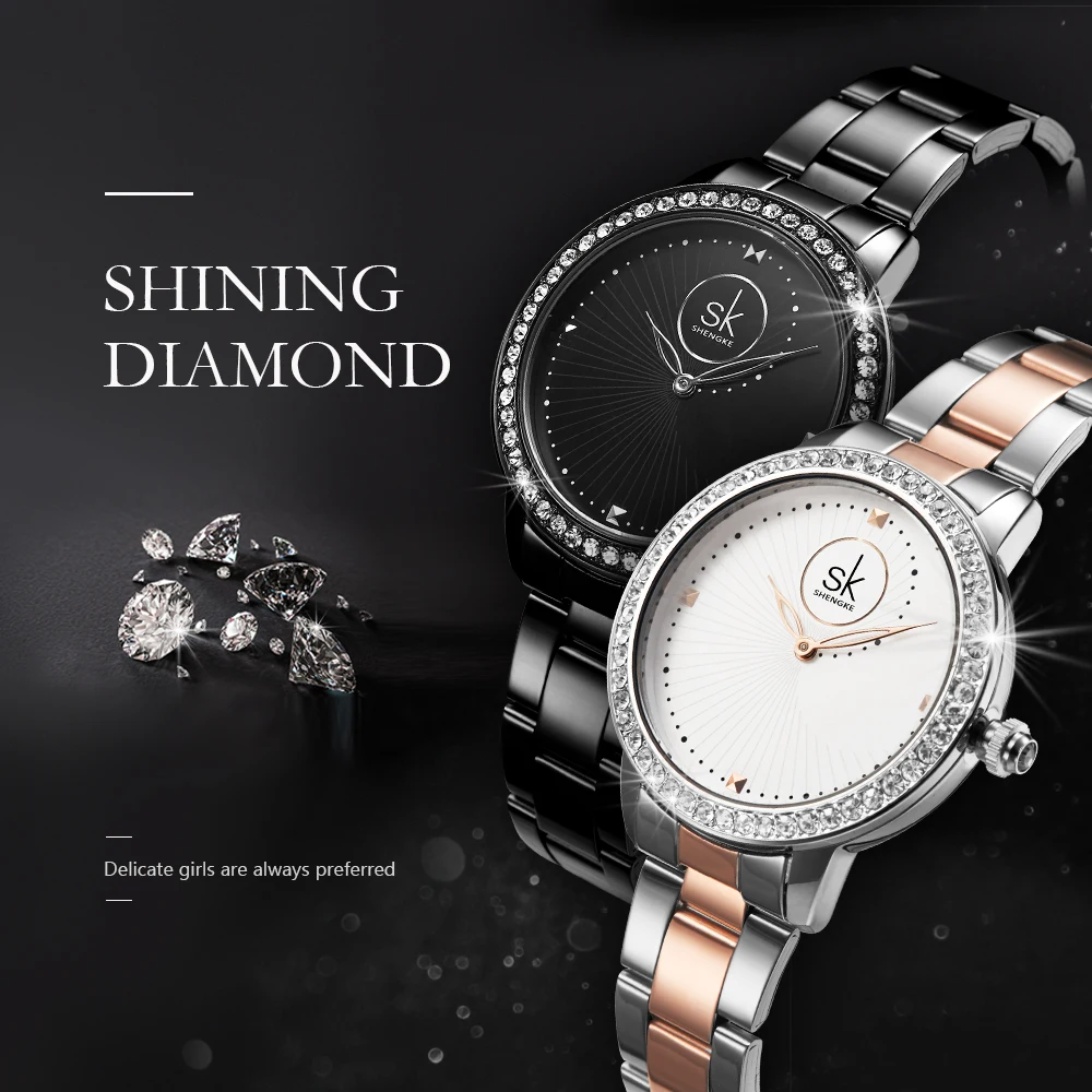 

SHENGKE K0111L Diamond Quartz Wrist Watch Woman Luxury Timepieces SK