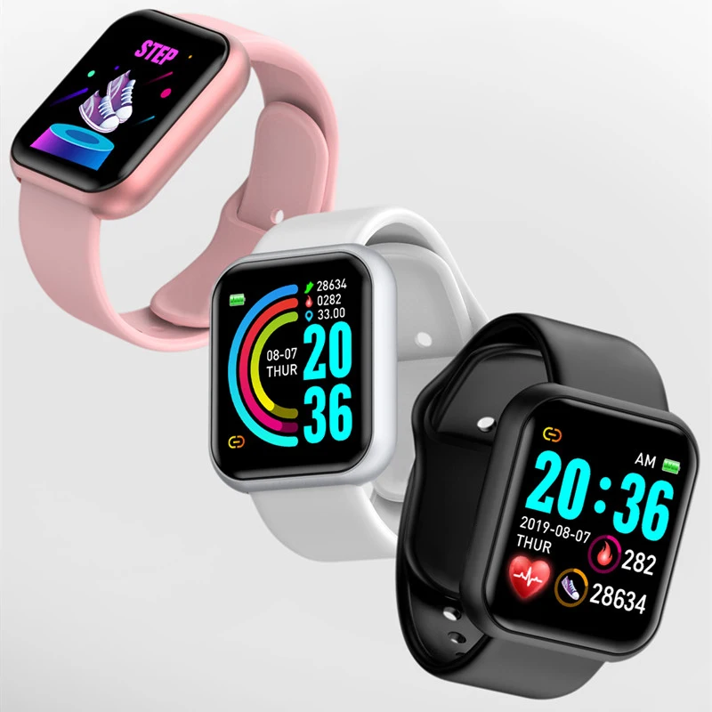 

2022 Fitness Heart Rate Blood Pressure Monitor Health Sports Waterproof Y68 D20s Smart Fitness Watch Smartwatch For Men Women, Multiple colour