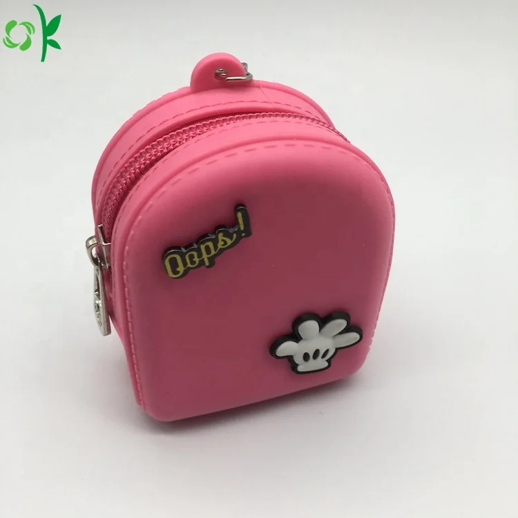 

OKSILICONE Factory Price Silicone Headphones backpack Portable Storage Coin Purse Mini Change Wallet Bag For Kids, Black/blue/greem/rose red/pink/or customized