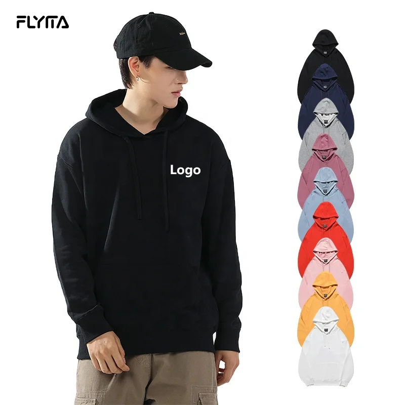 

Logo Hoodies High Quality 100% Cotton Plain Black Men Pullover Embroidery Hoodie Sweatshirts Wholesale