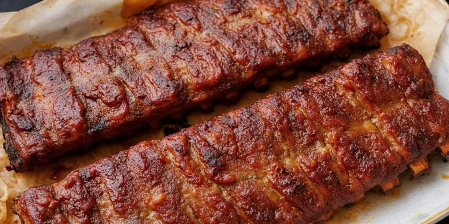 Different exotic spice-rubbed ribs on a platter