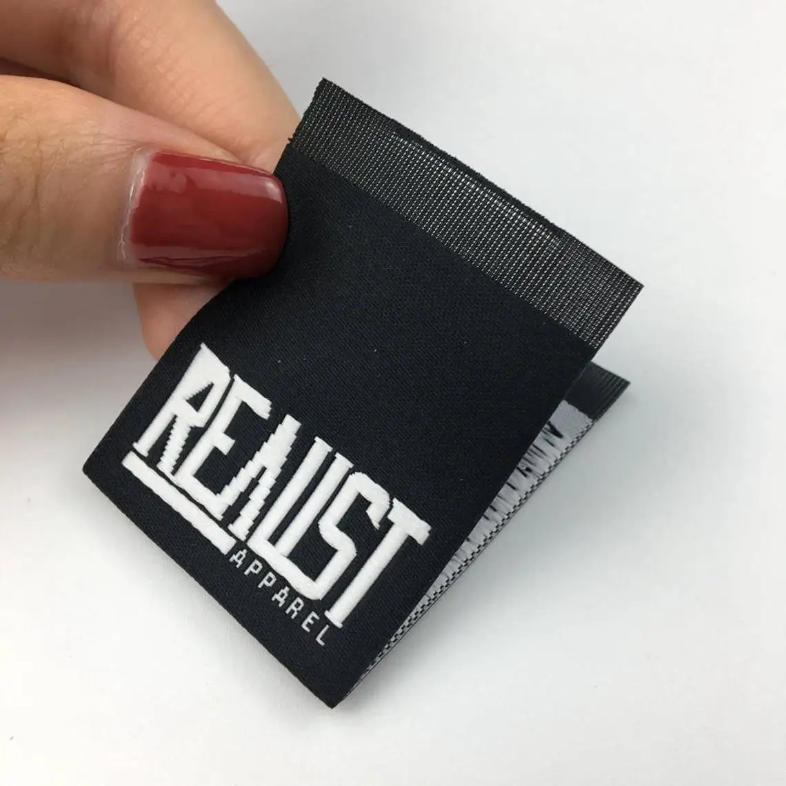 

High density eco-friendly black Clothes name Neck Woven Label Custom Logo Garment Clothing tags