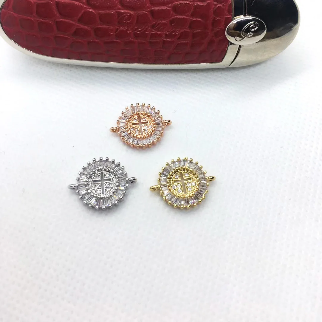 

Fashion Delicate Cross CZ Charm Pendant Zirconia Micro Pave Charm Connector Diy Necklace Jewelry Accessories