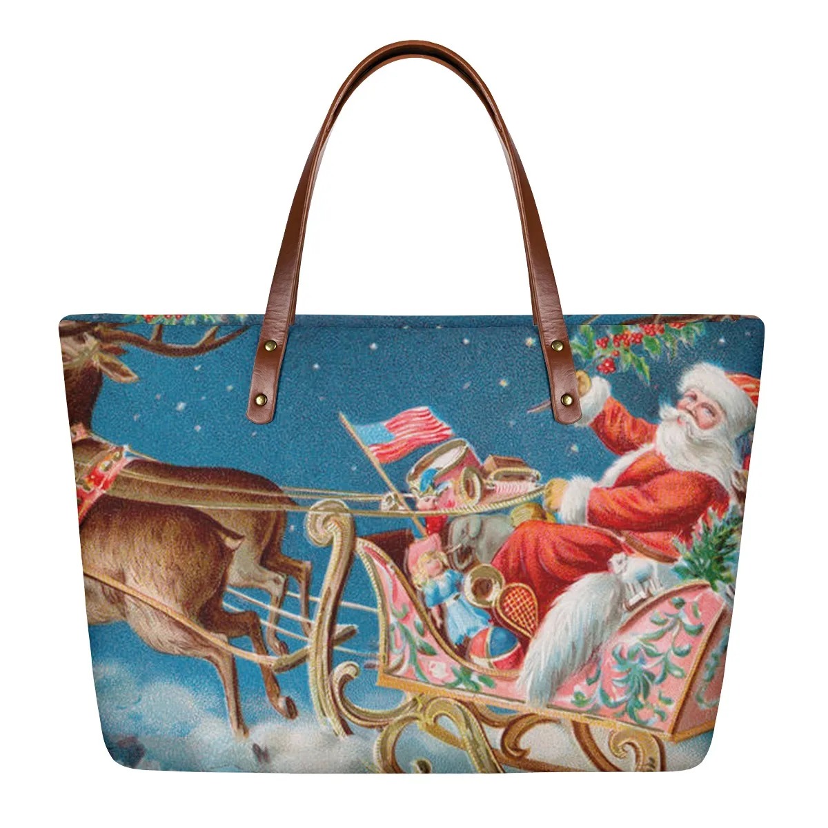 

Factory custom Christmas gift old man logo luxury lady handbag suitable for storing cosmetics and cash cardholder orders, Print picture