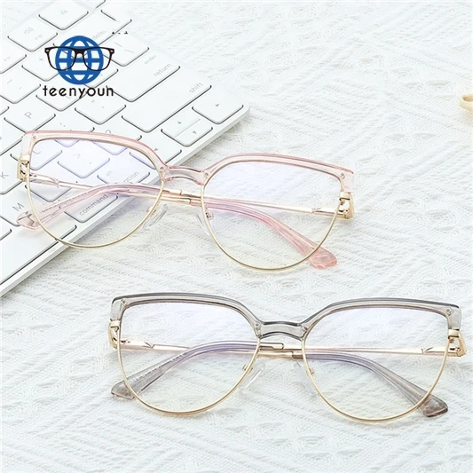 

Teenyoun Eyewear Designer Brand Spectacles Custom Logo Gaming Glasses Cat Eye Frame Anti Blue Light Eyeglasses For Women