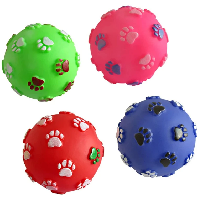 

Eco-friendly Training Durable Chew Rubber Sounding Footprints Ball Dog Toys, Picture