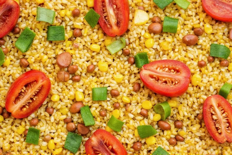 Traditional Spanish paella with seafood and saffron