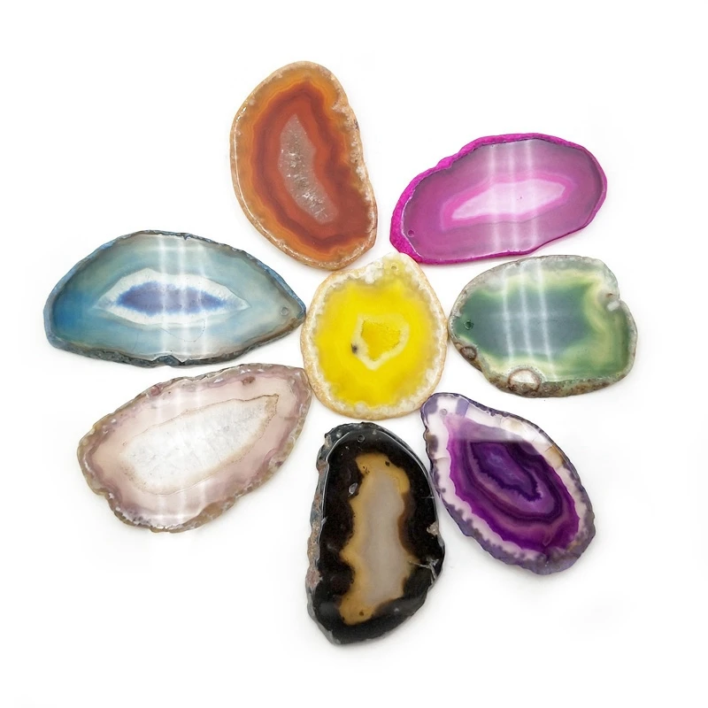 

New Fashion Natural Colors Agate Slice Pendants Jewellery Jewelry Big Size Healing Crystal Gemstone Charms for Designs, Multi natural pendant