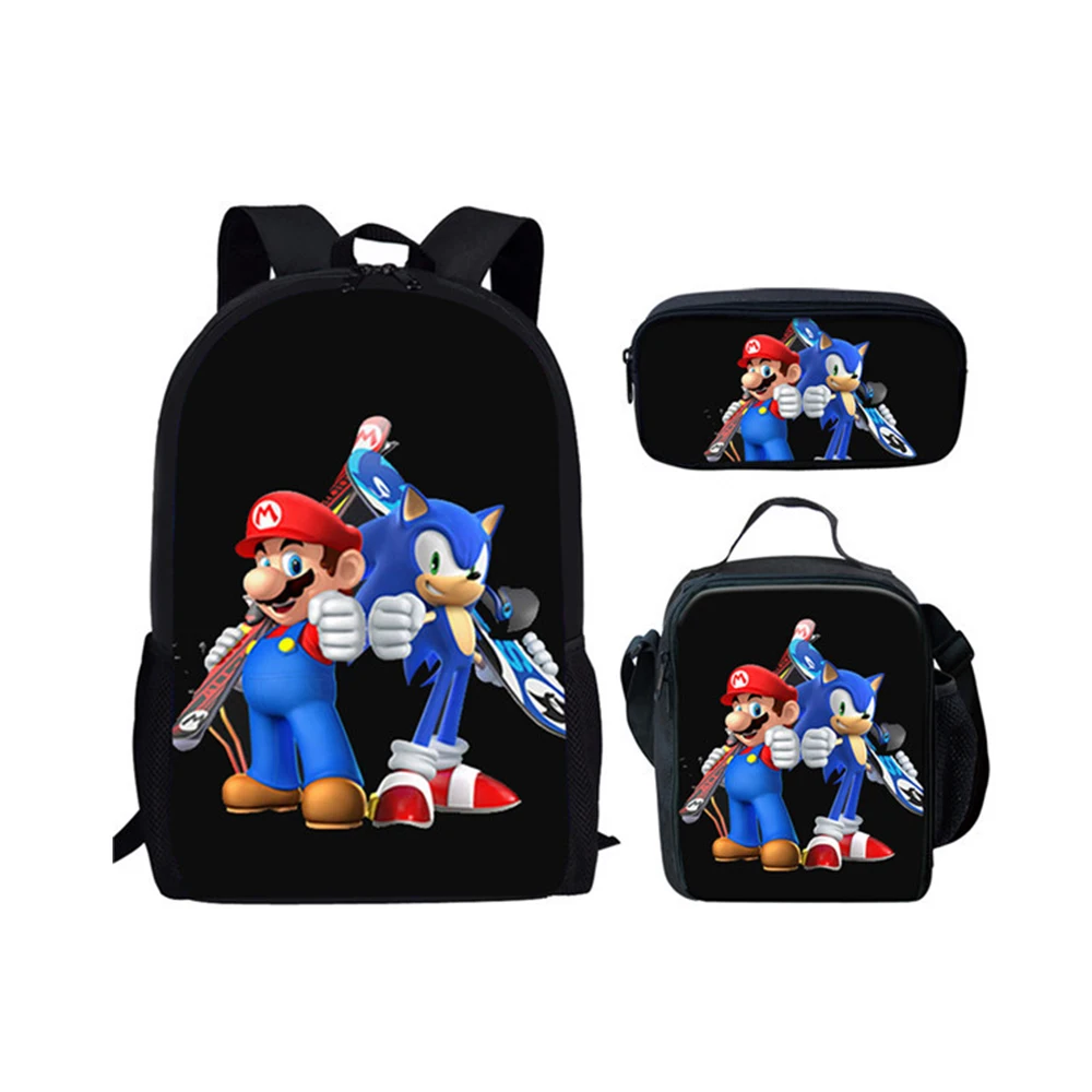 

Big Capacity Children Backpack Super Mario And Super Sonic Printed Durable Cheap School Bag For School Teens 2020, Customized your own school backpack