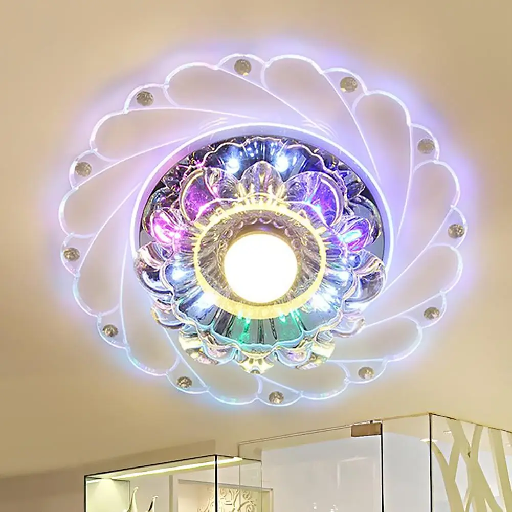 Modern LED Crystal Ceiling Light Circular Mini Colorful Ceiling Lamp Luminarias Rotunda Light For Living Room Aisle Corridor