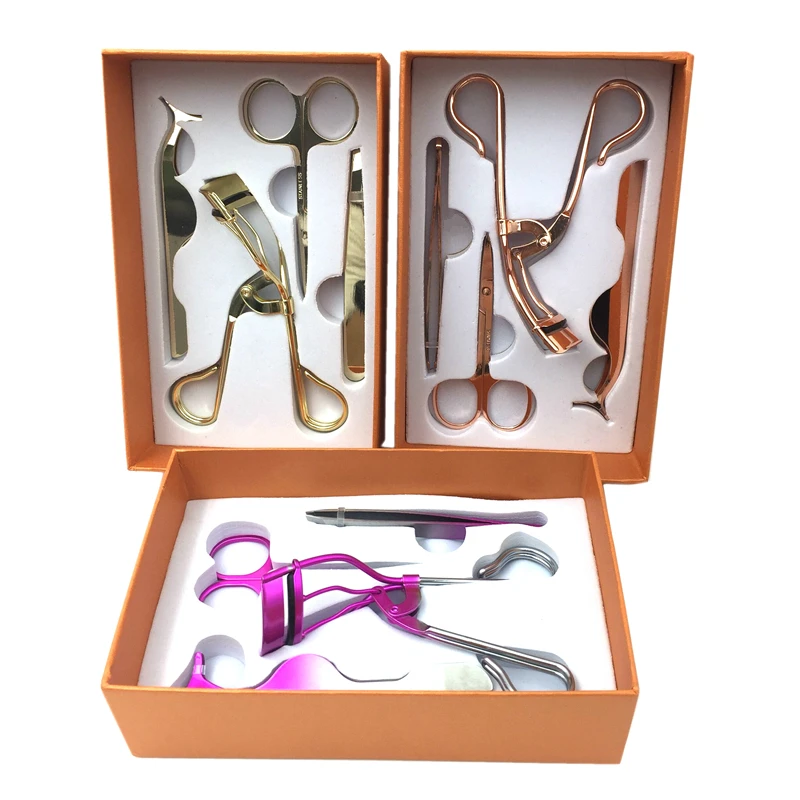 

private label eyelash applicator eyelash kit tool box eyelash tool set curler scissor, Colors