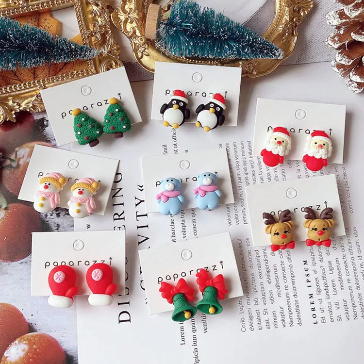 

SC Cute Princess Cartoon Xmas Clip on Earrings Non Pierced Sweet Snowman Santa Bells Christmas Clip on Earrings for Girls Kids