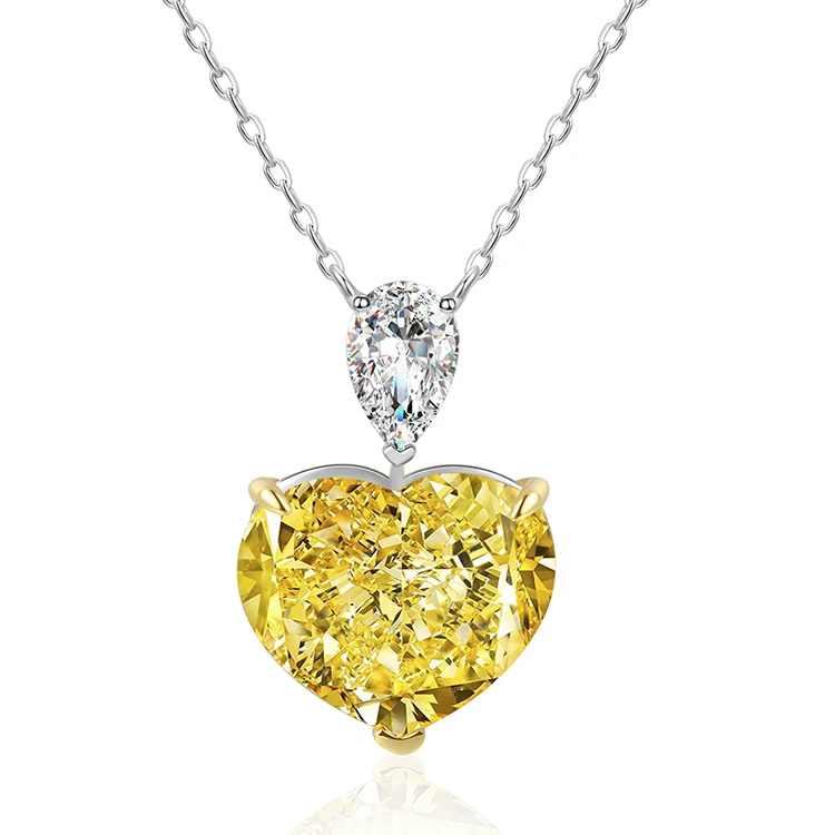 

925 Sterling Silver 3.0ct Simulated Diamond Heart Pendant Necklace For Christmas Jewelry Gift