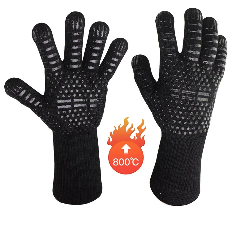 

Extreme High Heat Resistant Protect Grill BBQ Gloves, Red/black/custom