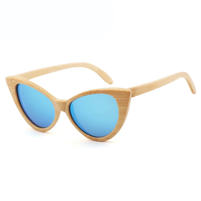 

Vintage Wood Bamboo Polarized Sunglasses Custom Logo High End Fashion Cateye Women Sun Glasses