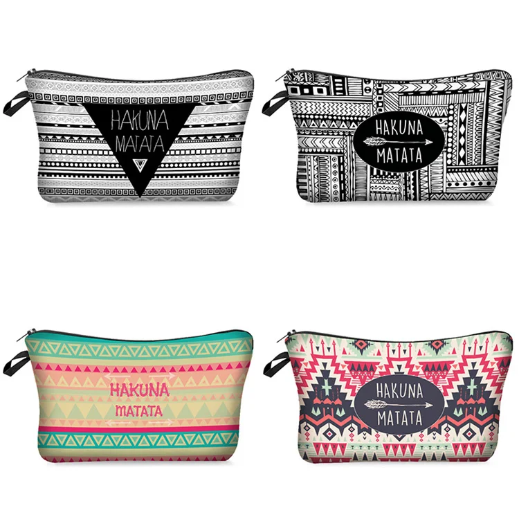 

Wholesale Hakuna Matata Letter Printing Women's Cosmetic Bag Mini Pouch for Travel Makeup Accessories Organizer Toiletry Case, Picture