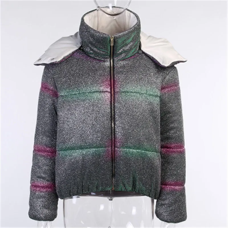

Women's jacket European and American fashion street style zipper hooded cotton jacket, Customized color