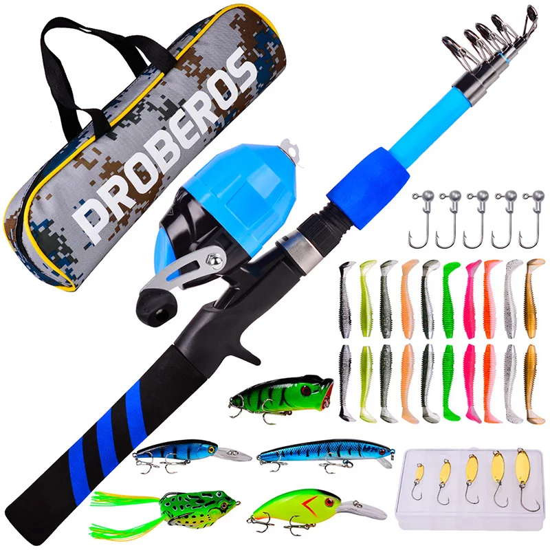 

WEIHE Fishing Combo For Kids Mini Telescopic Casting Rod, 2 colors