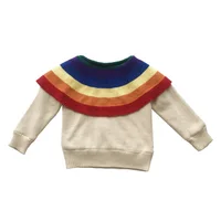 

girls knitted sweater thicken rainbows winter fashion kids girls pullover sweater