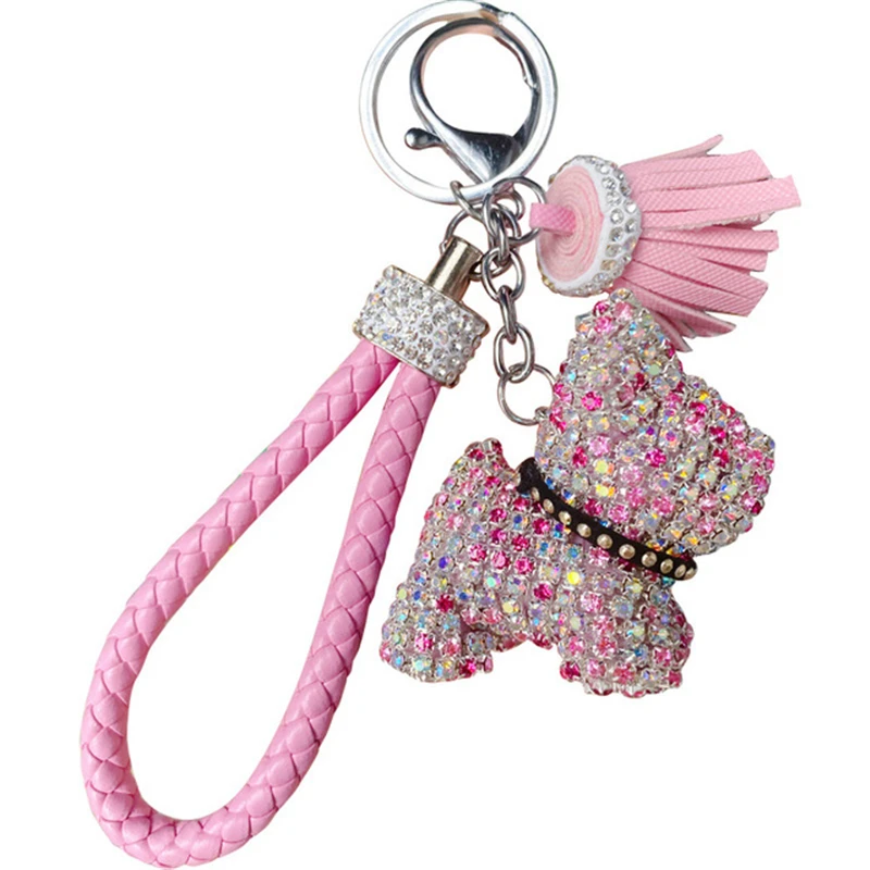 

GT Accessories Shiny Bling Crystal Rhinestone Keychain Dog Animal Bulldog Key Chain For Bag