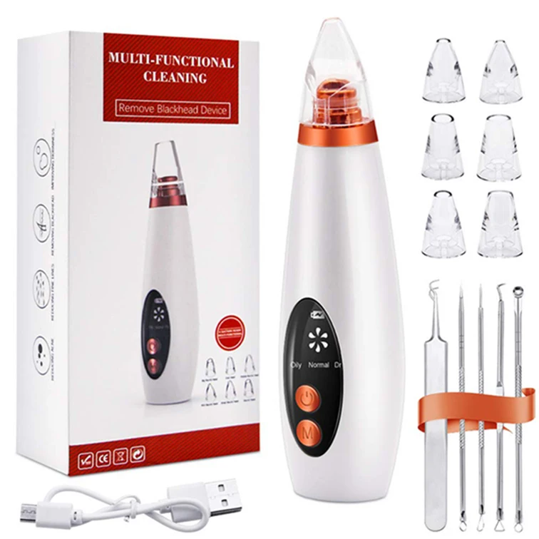 

Wholesale Beauty Care Instrument electric blackhead remover pore face cleaner heated blackhead vacuum, White/custom