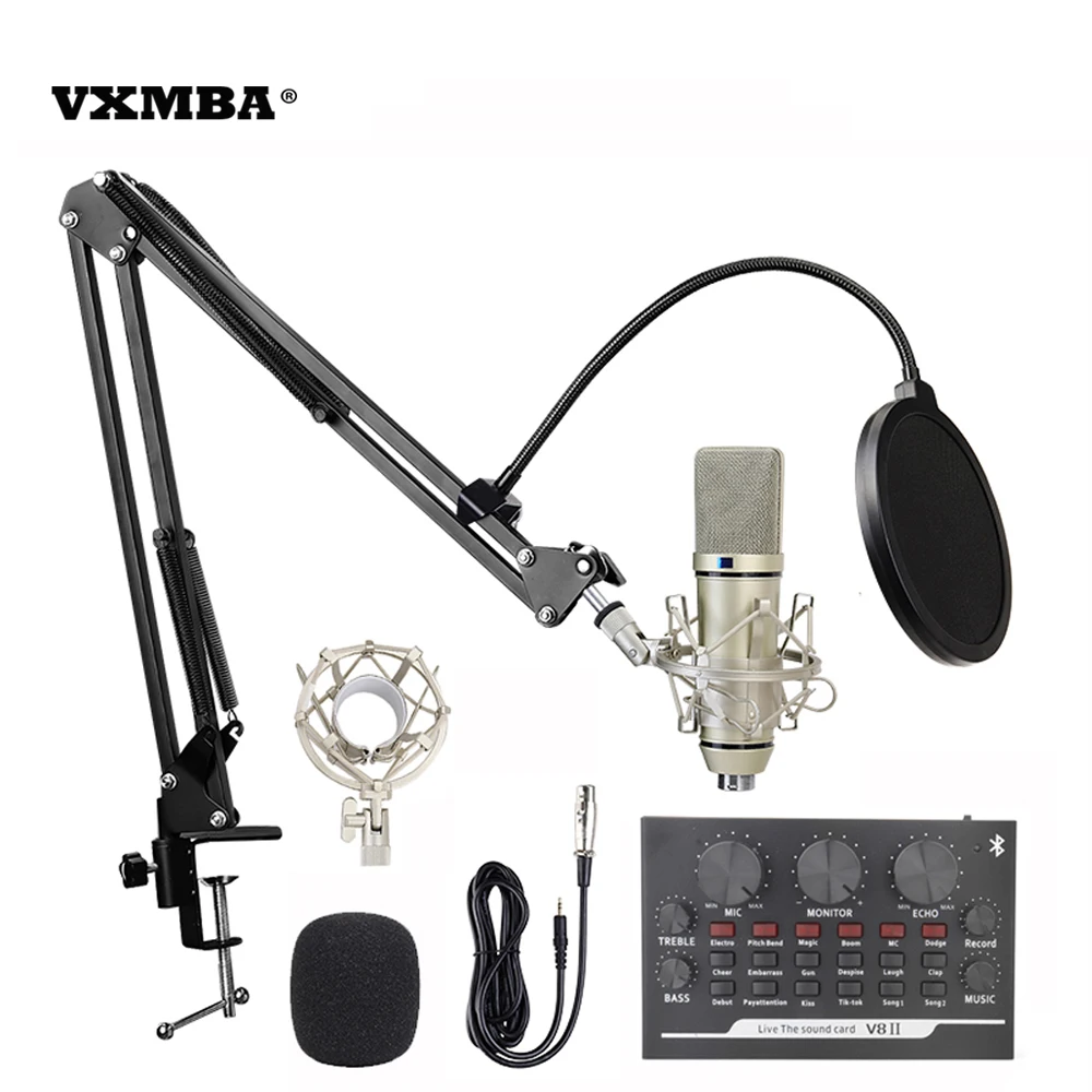 

High quality wholesale U87 microphone V8 sound card full set of desktop computer, mobile phone, YouTube recording and singing