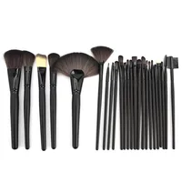 

24pcs professional Wooden handle Black Luxury PU Bag Makeup Brushes Set For Beauty