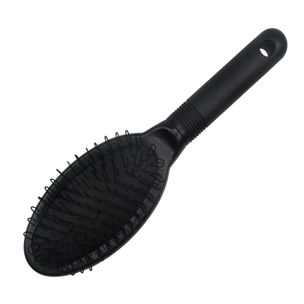 

Professional custom plastic paddle hair extensions brush wig brush with logo, Black