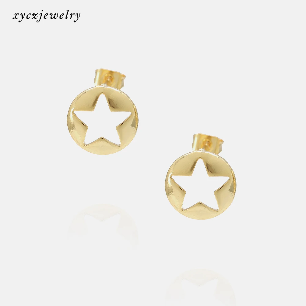 

Xingyu Fashion Hollow Star Round Glossy Stud Earrings Popular Gold-plated Cute Star Earrings