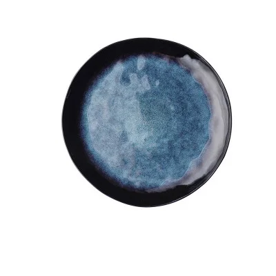 

Slightly flawed blue irregular creative ceramic dinner plate, As picture