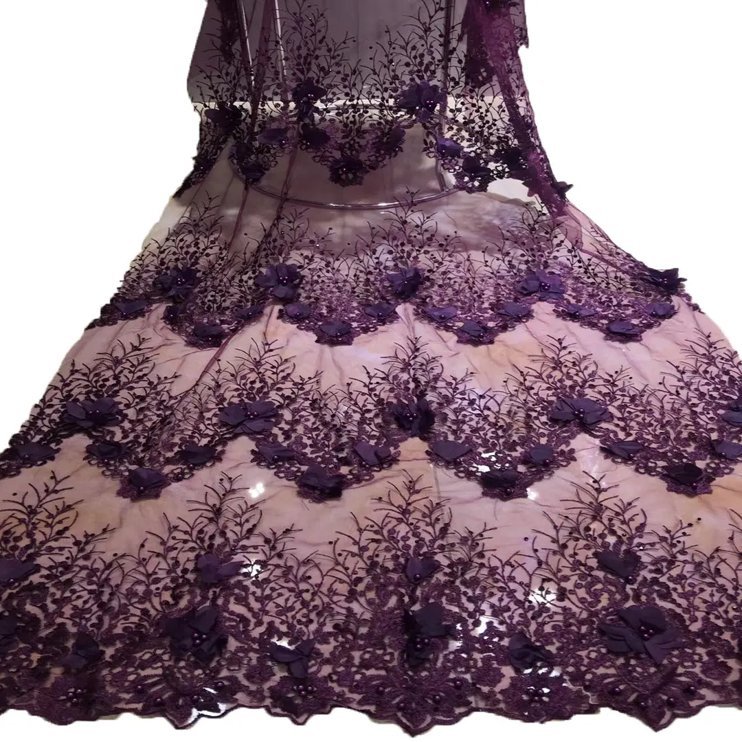 

Top selling nigerian lace fabric embroidery handmade beaded pakistan wholesale embroidered 3d