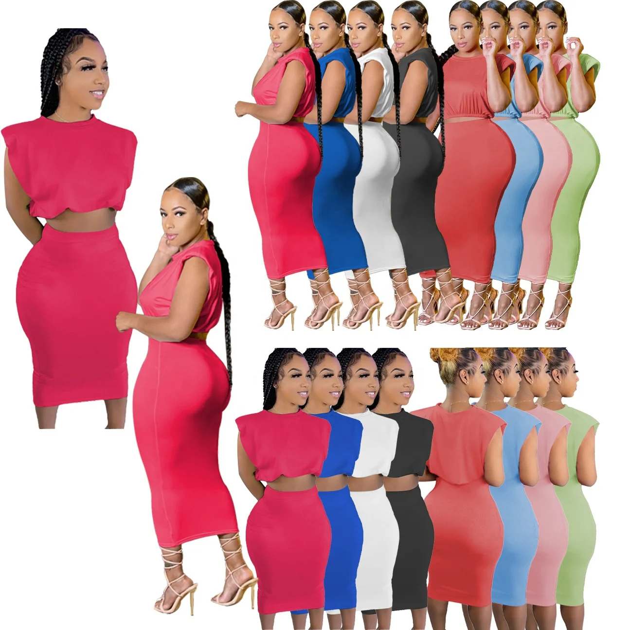 

Dresses Women Solid Color Two-piece skirt sets Sexy Dresses