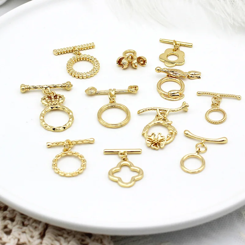 

Jewelry Making DIY Findings Charm 18K Necklace Bracelet Connect Brass Gold Toggle Clasps