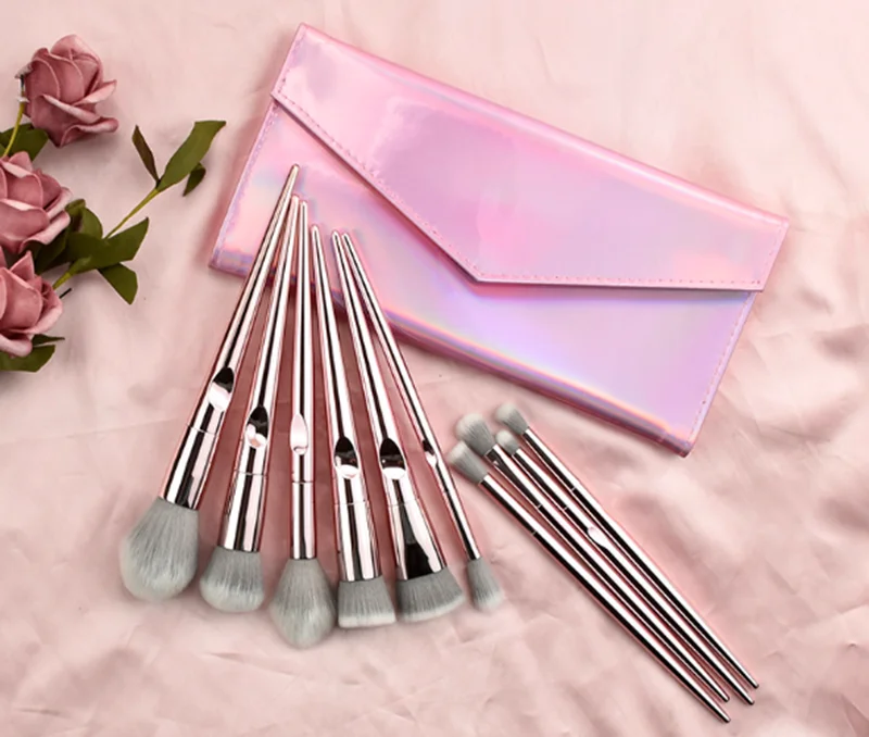 

10pcs rose gold makeup brush set bling brush sets makeup private label pink makeup brushes