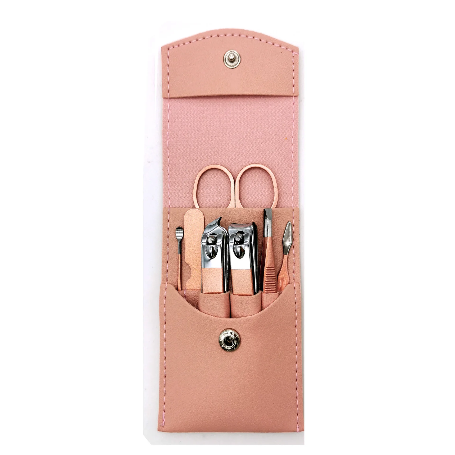 

4/7/12/16 pieces manicure set pink nail tools set with nail clipper portable bag