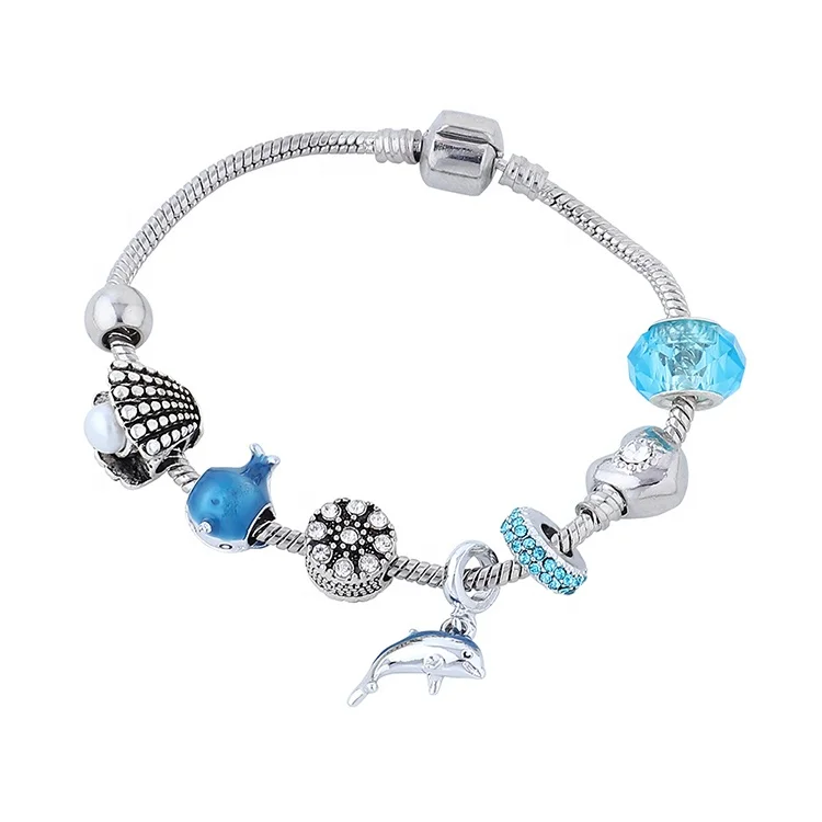 

Free Shipping Jewelry DIY Blue Seas And Oceans Lovely Women Baby Dolphin Bracelet