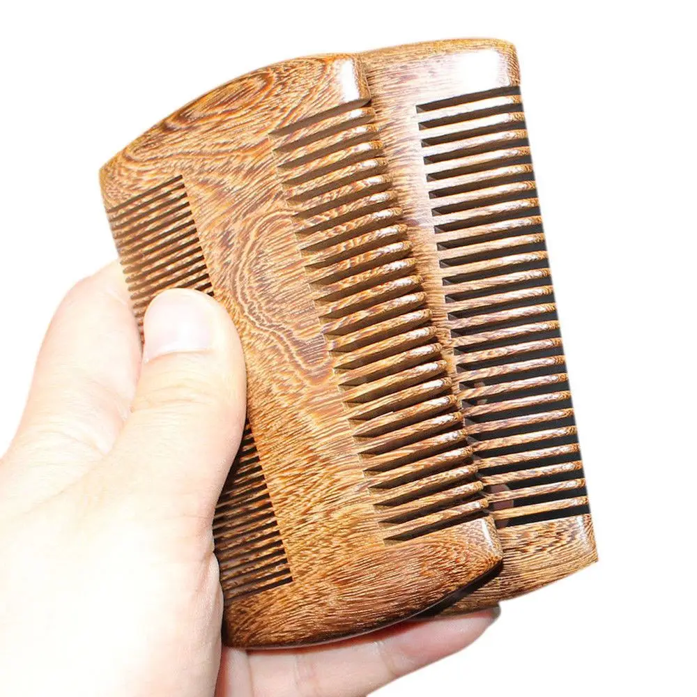 

Customized Logo highest quality wood double sided sandalwood beard wooden comb, Brown