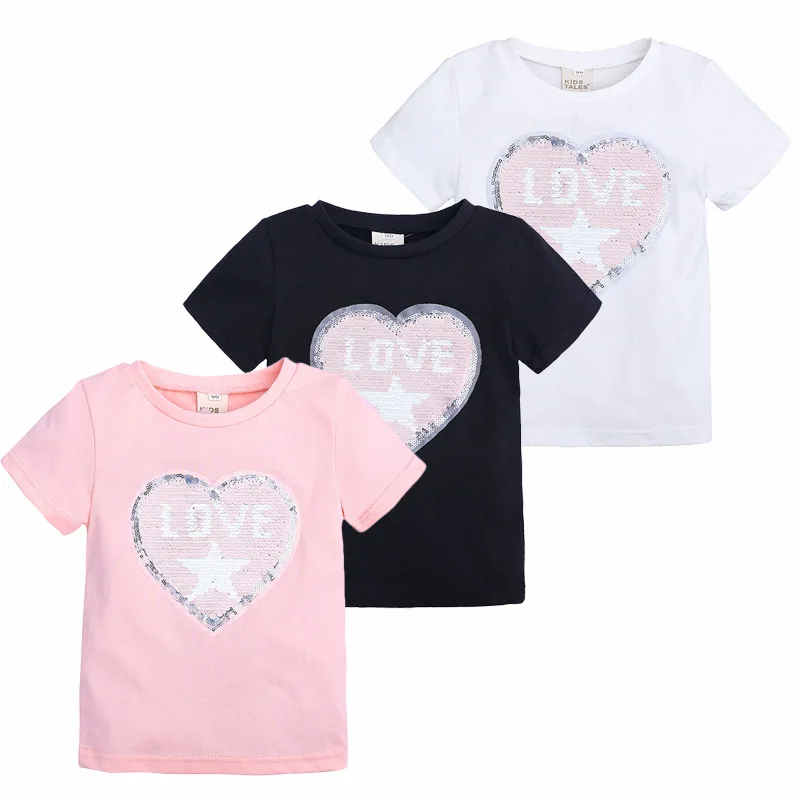 

Children's clothing cotton men's and women's short-sleeved T-shirt summer cartoon print T-shirt sequined top, Picture shows
