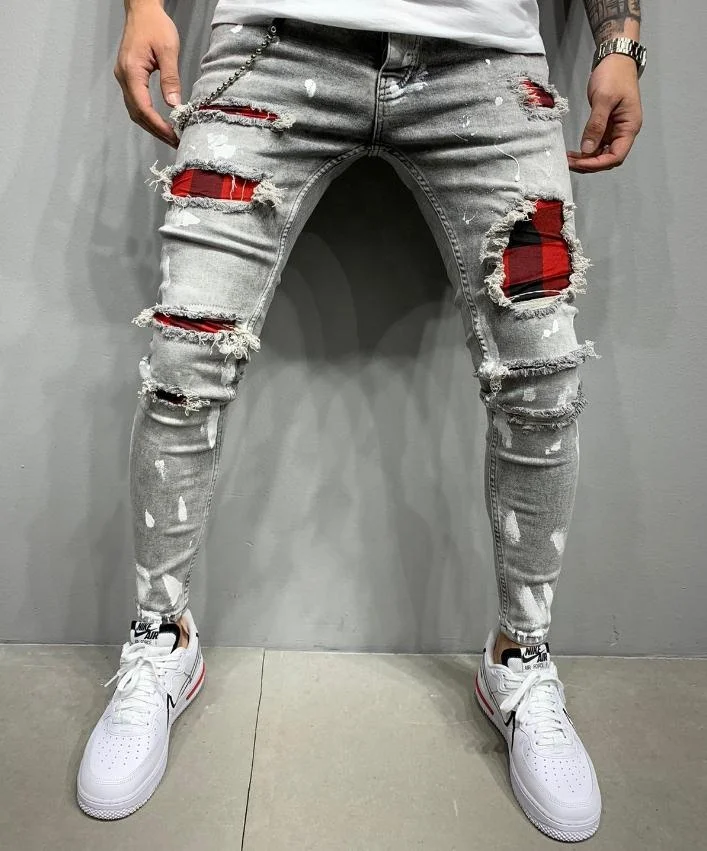 

2021 Hole jeans Men Casual Slim pants Men's Trousers