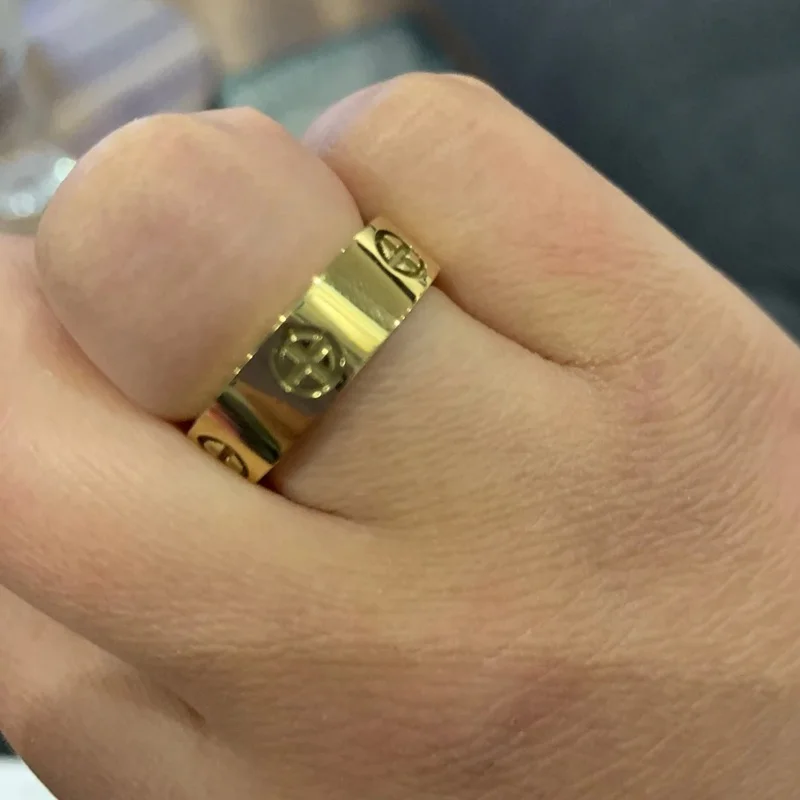 

Fashion Luxury Brand Jewelry Classic Cross Stainless Steel Rings For Women Men Gold Color Blank Band Engraving ring, Gold/silver/rose gold