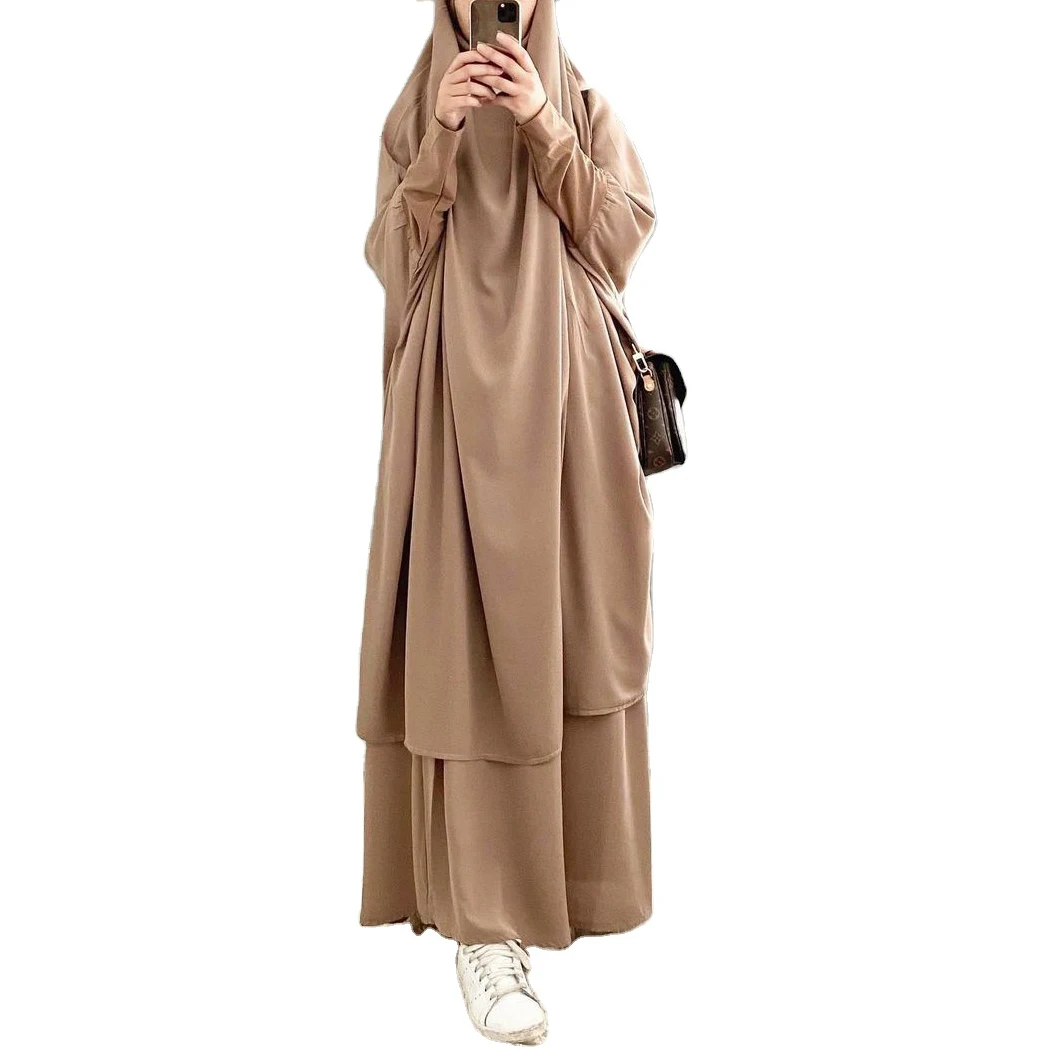 

Yibaoli Manufacturer 2021 latest Well Made prayer dress for muslim women 2 piece nida jilbab ramadan dress, 7 colors