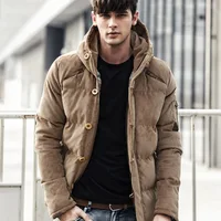 

Winter Corduroy Hood Padded Quilted Men Jacket Coat Fashion Warm Male Jackets Parka Hooded Casual Overcoat Newest