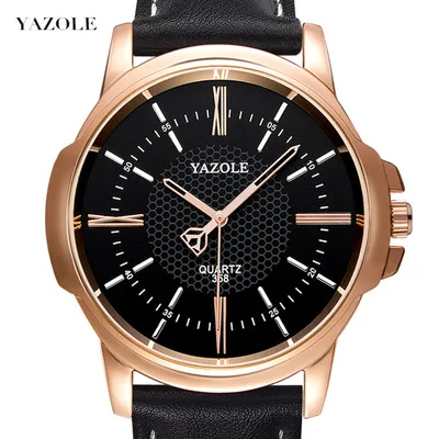 

YAZOLE 358 Men Watch Casual Leather Business Watches Men Wrist Luxury Quartz Waterproof Fashion Wristwatches Relogio Masculino, 9-color