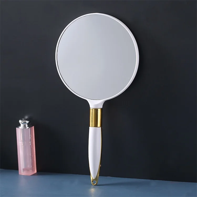 

Fashion Round Single Hand Makeup Wooden Handheld Mirror